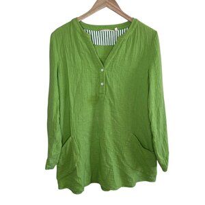Soft Surroundings XL Green Cotton Gauze Tunic Top